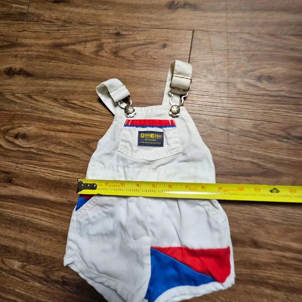 Vintage OshKosh B'gosh Colorblock Shortall Overalls 6-9 Months Retro Y2K 90s